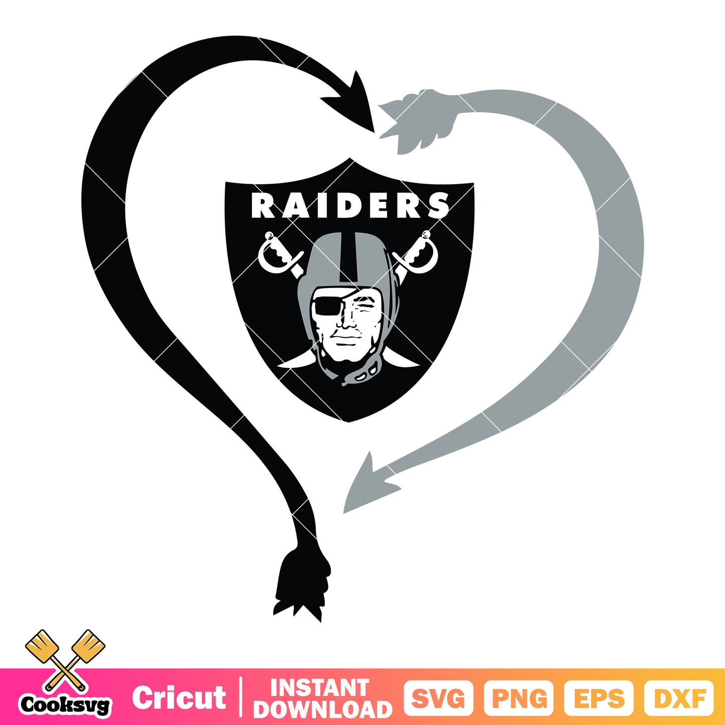 Heart arrow shield raiders svg, oakland raiders svg, nfl svg