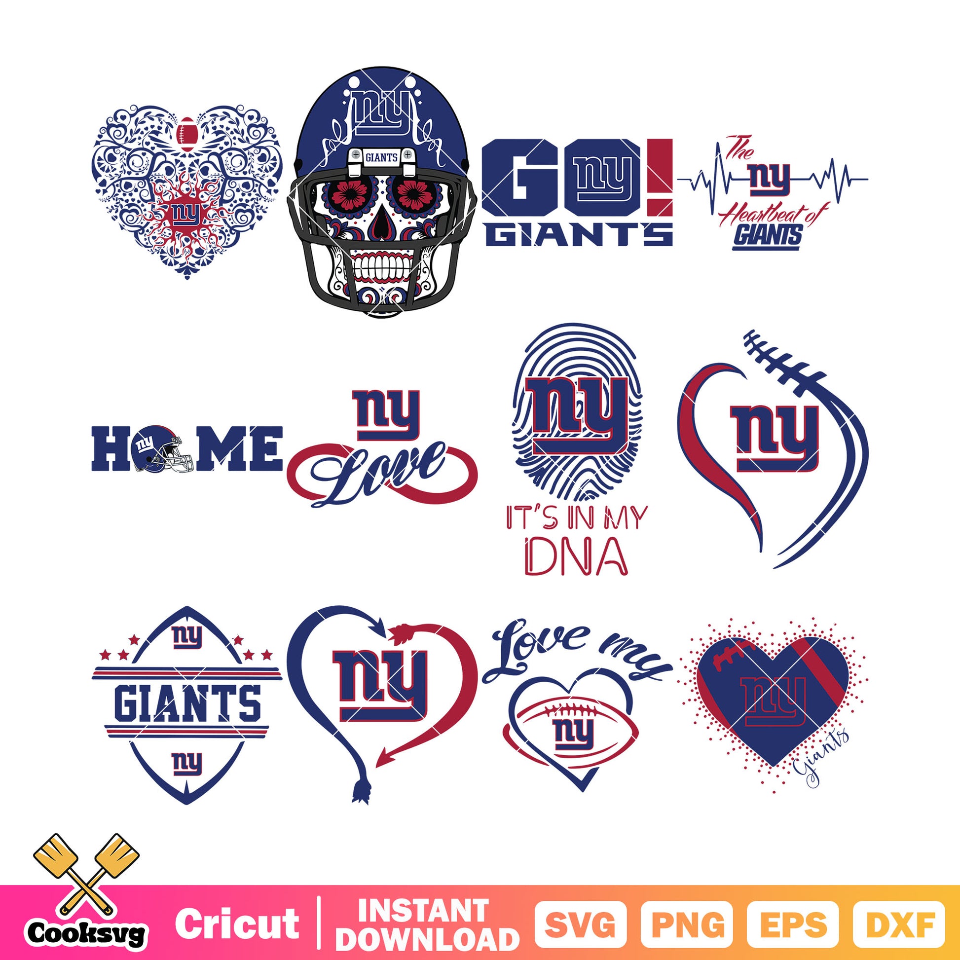 Heartbeats of giants bundle svg, new york giants svg, fingerprints​ svg