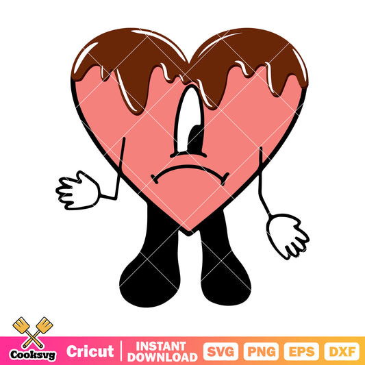 Heart chocolate un san valentin sin ti svg design, bad bunny valentine svg