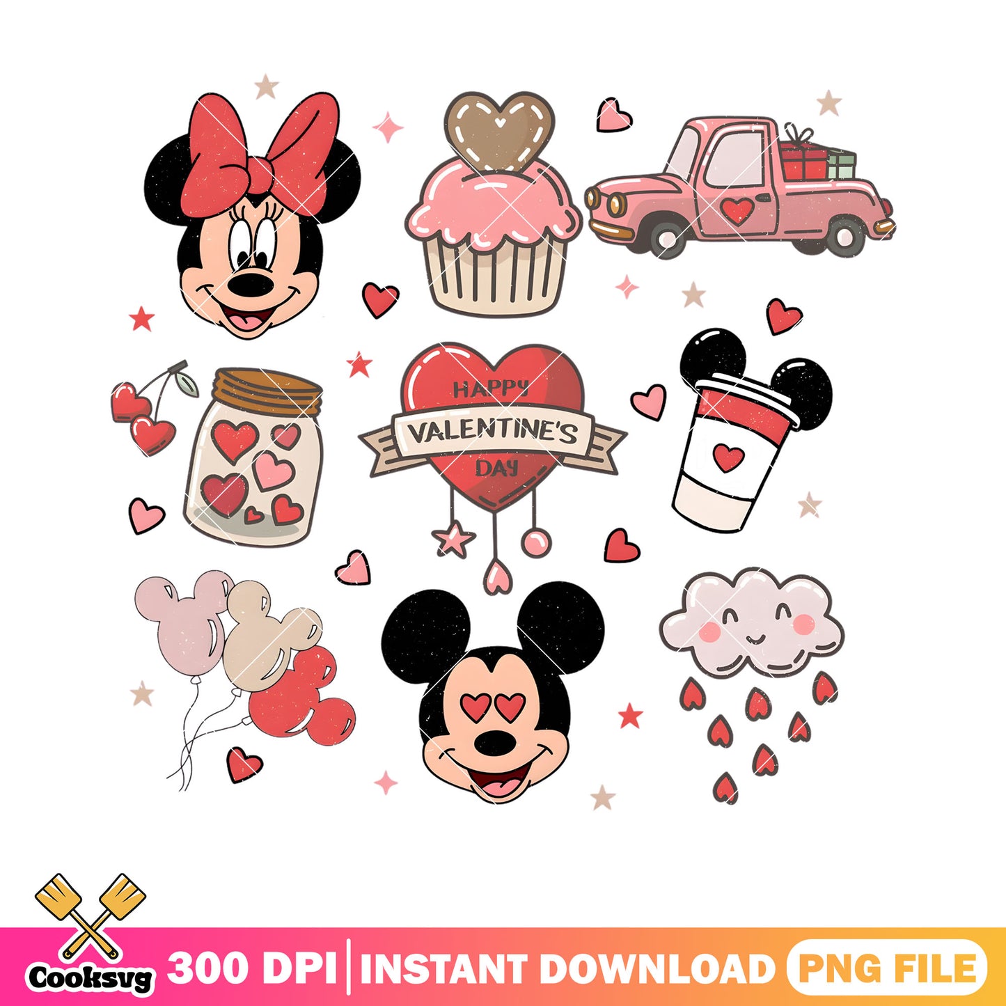 Heart day mickey minnie disney png, disney valentines png, love vibes png