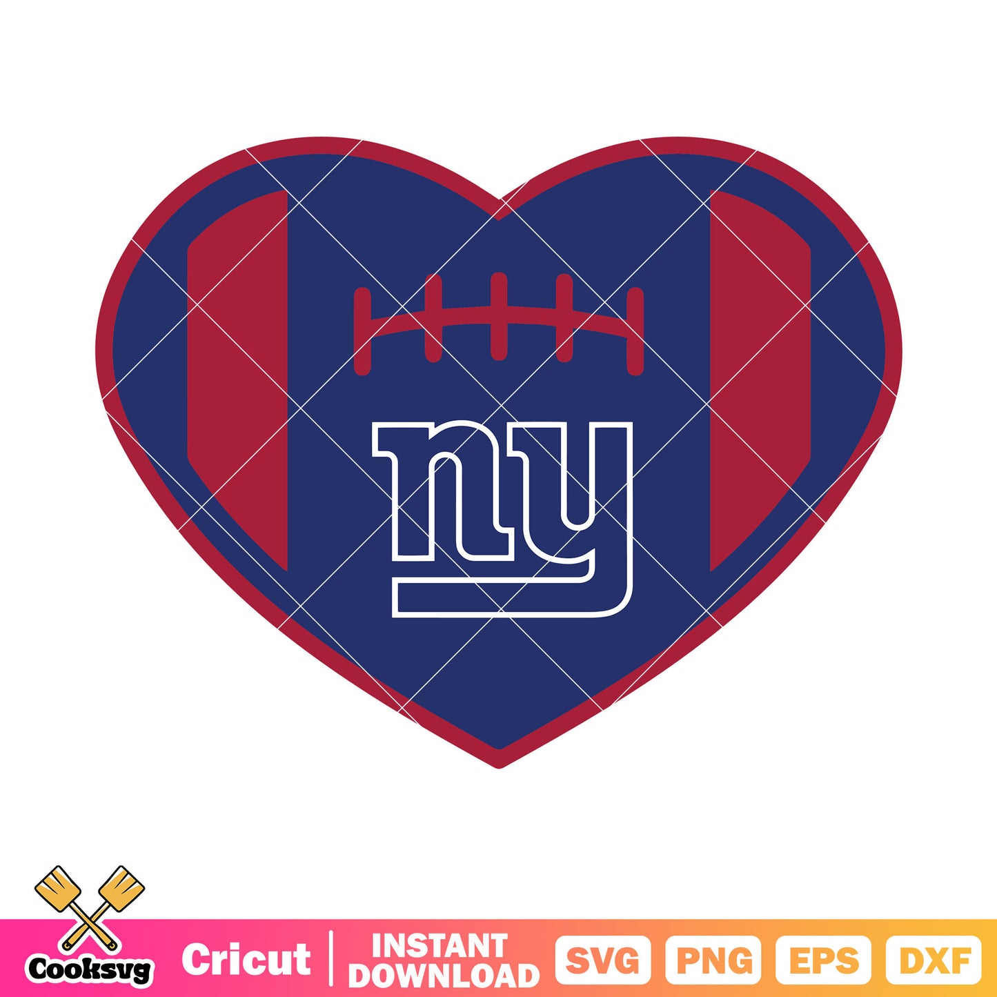Heart football ball ny team svg, giants team​ svg, nfc svg