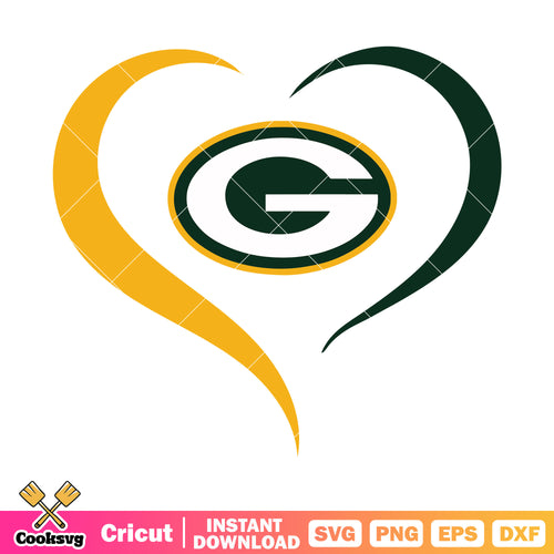 Heart icon G love svg, green bay packers svg, nfl football svg