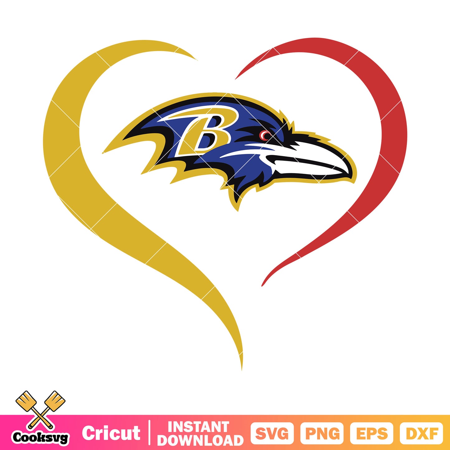 Heart icon for raven svg, american football svg, baltimore ravens svg