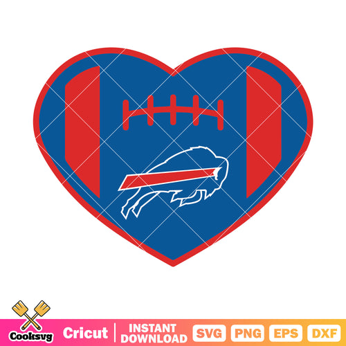 Heart shape ball buffalo svg, buffalo bills svg, nfl football svg