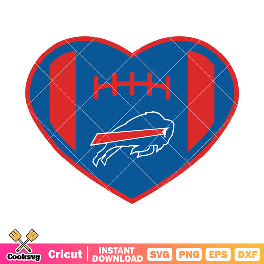 Heart shape ball buffalo svg, buffalo bills svg, nfl football svg