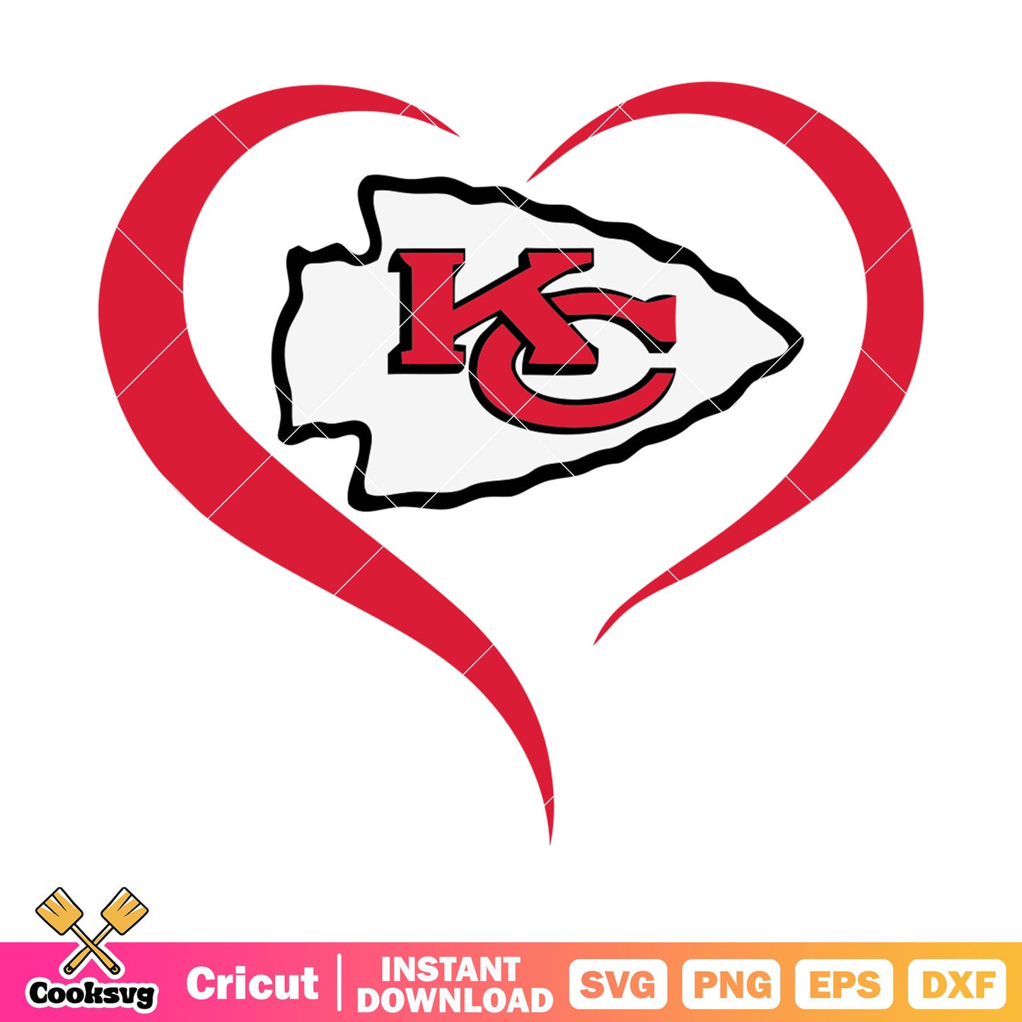 Heart shape for kansas svg, chiefs​ svg, usa football svg