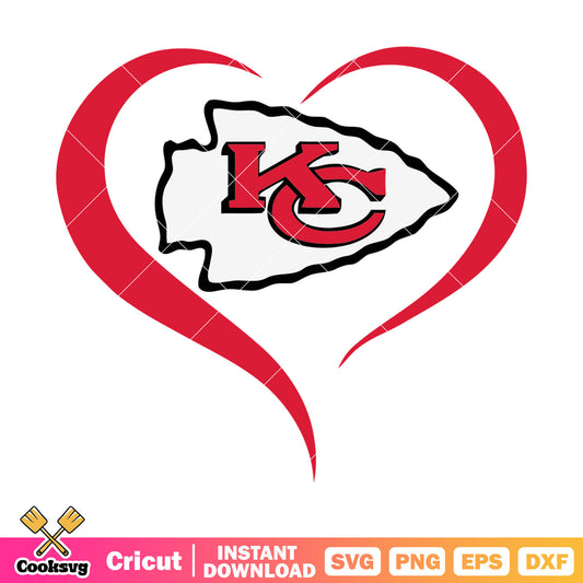 Heart shape for kansas svg, chiefs​ svg, usa football svg