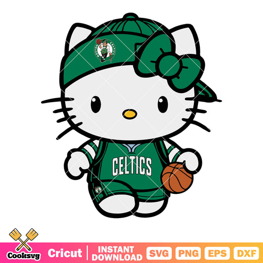 Hello Kitty Boston Celtics nba svg, hello kitty nba svg