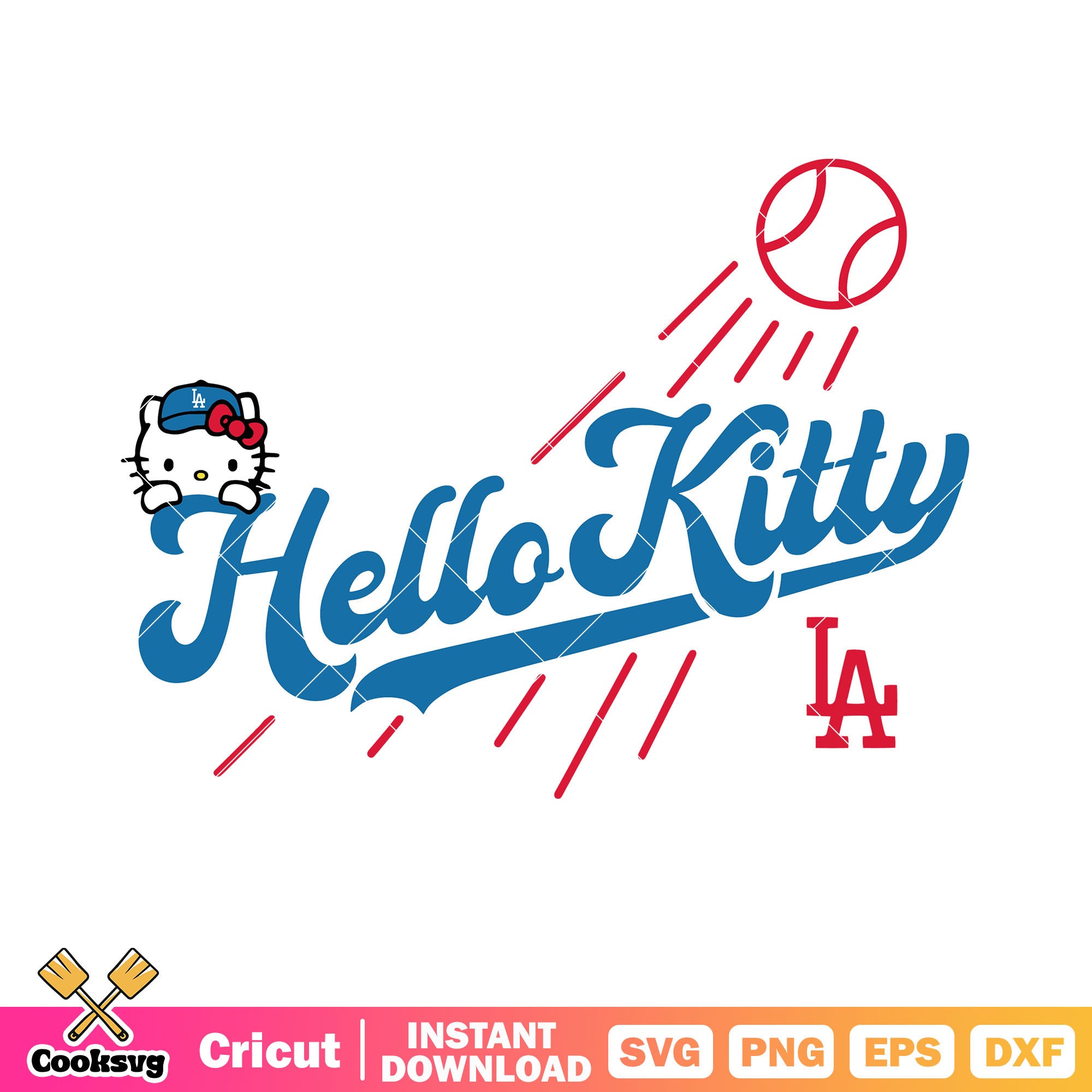 Hello Kitty Dodgers Baseball logo svg, hello kitty dodgers svg – Cooksvg