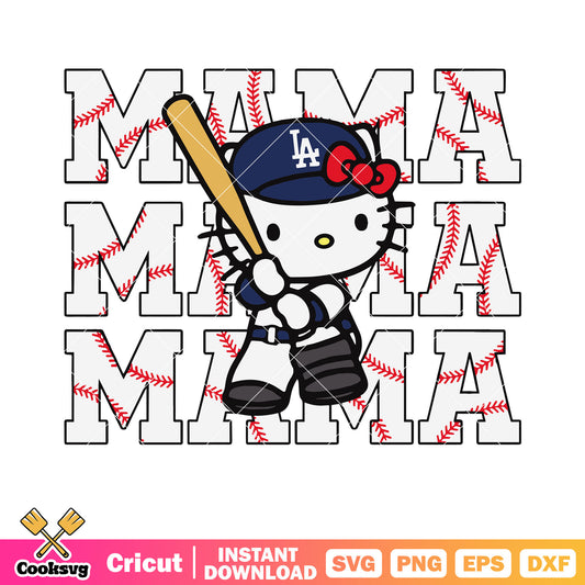 Hello Kitty Dodgers Baseball svg, hello kitty dodgers​ svg