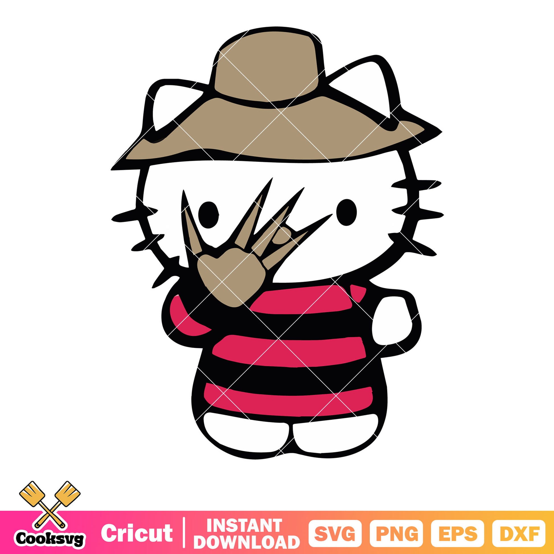 Hello Kitty Freddy Krueger costume svg, hello kitty costume svg