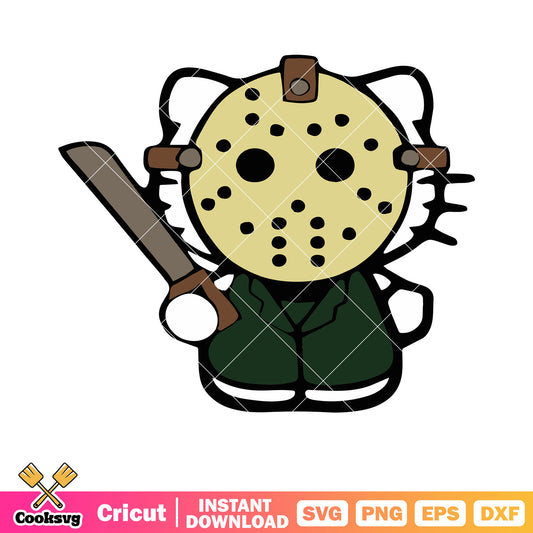 Hello Kitty Jason Voorhees costume svg, hello kitty costume svg