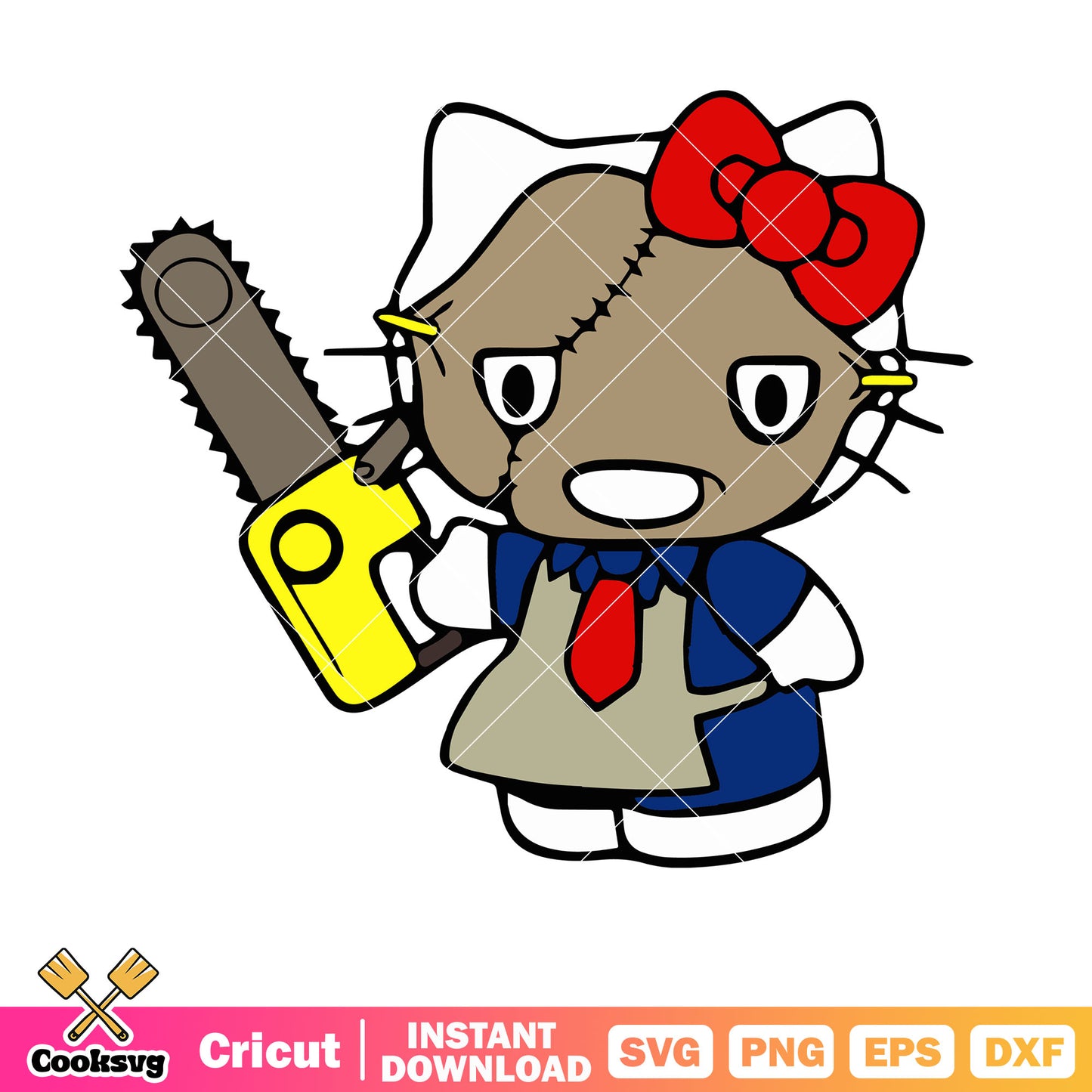 Hello Kitty Leatherface costume svg, hello kitty costume svg