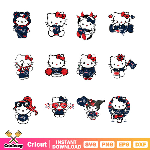 Hello Kitty New England Patriots bundle svg, New England Patriots svg