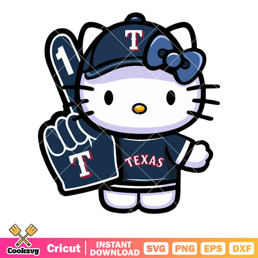 Hello Kitty Texas Rangers fan svg, hello kitty mlb svg, kitty cat svg