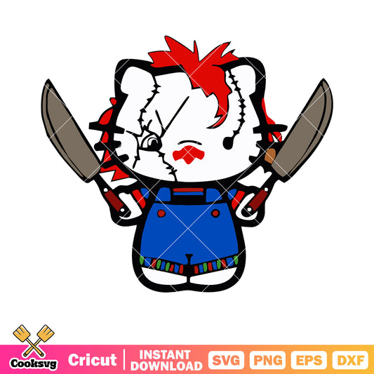 Hello Kitty chucky costume svg, hello kitty costume svg