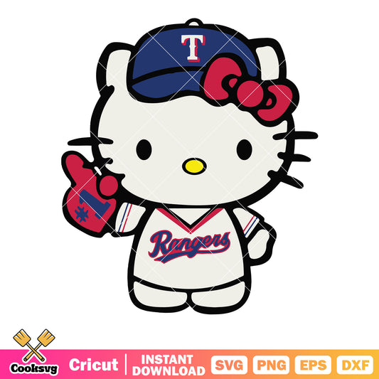 Hello Kitty fan Texas Rangers svg, hello kitty mlb svg, kitty cat svg