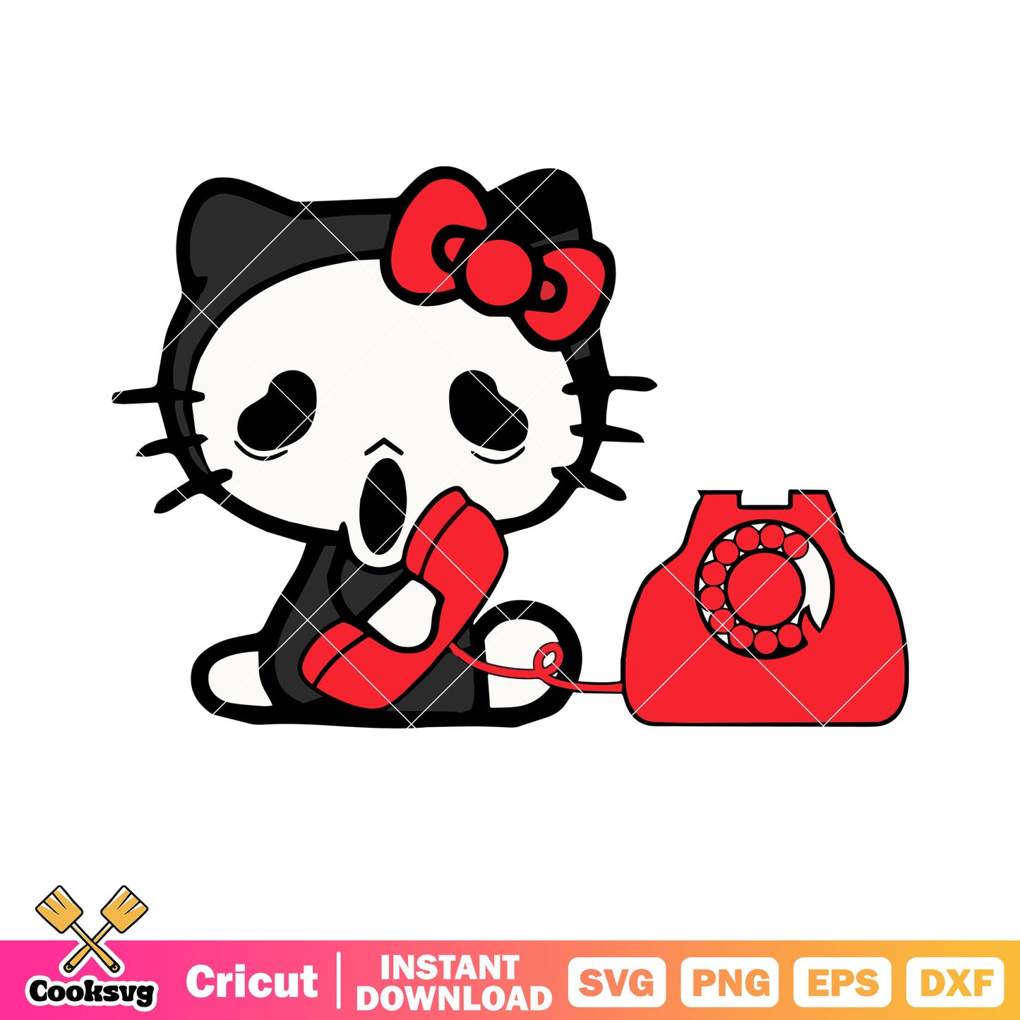 Hello Kitty ghost horror costume svg, hello kitty costume svg