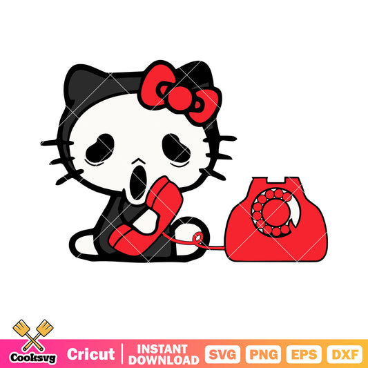 Hello Kitty ghost horror costume svg, hello kitty costume svg