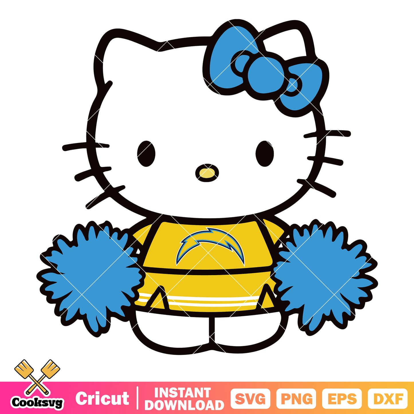 Hello Kitty los angeles chargers cheerleader svg, los angeles chargers​ svg