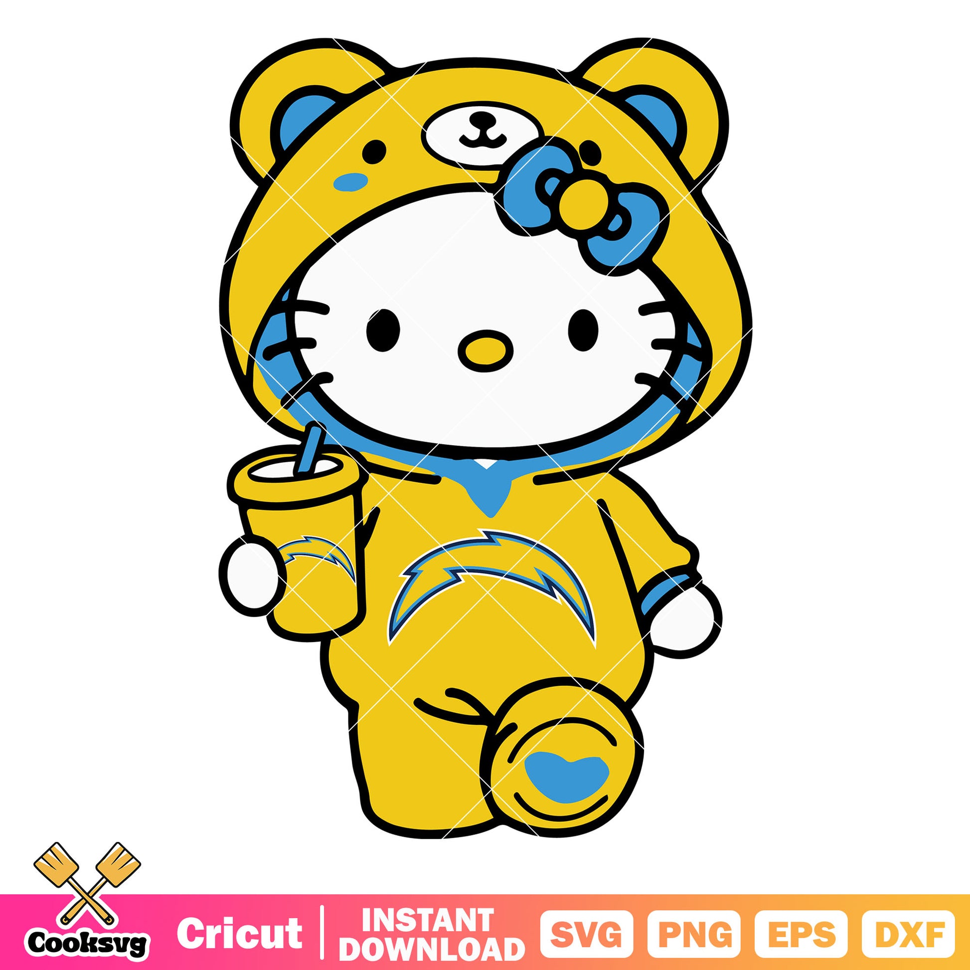 Hello Kitty los angeles chargers costume svg, los angeles chargers logo​ svg