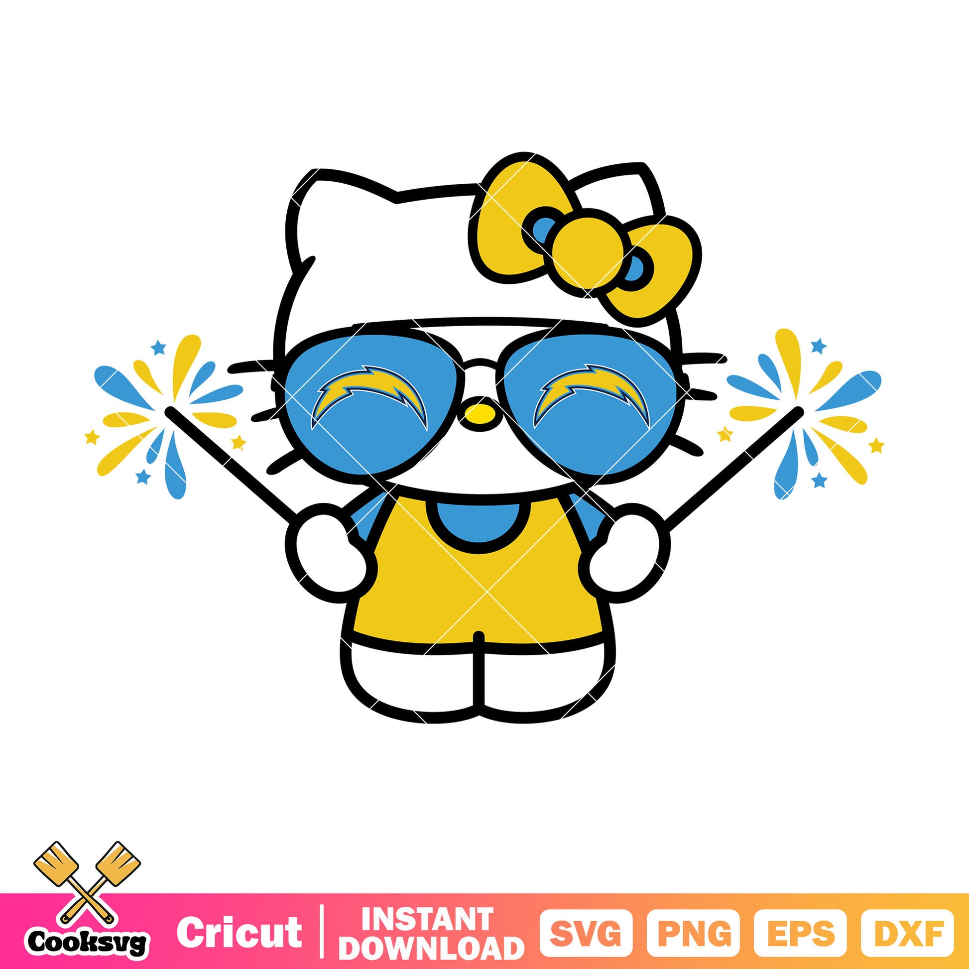 Hello Kitty los angeles chargers firework svg, los angeles chargers​ svg