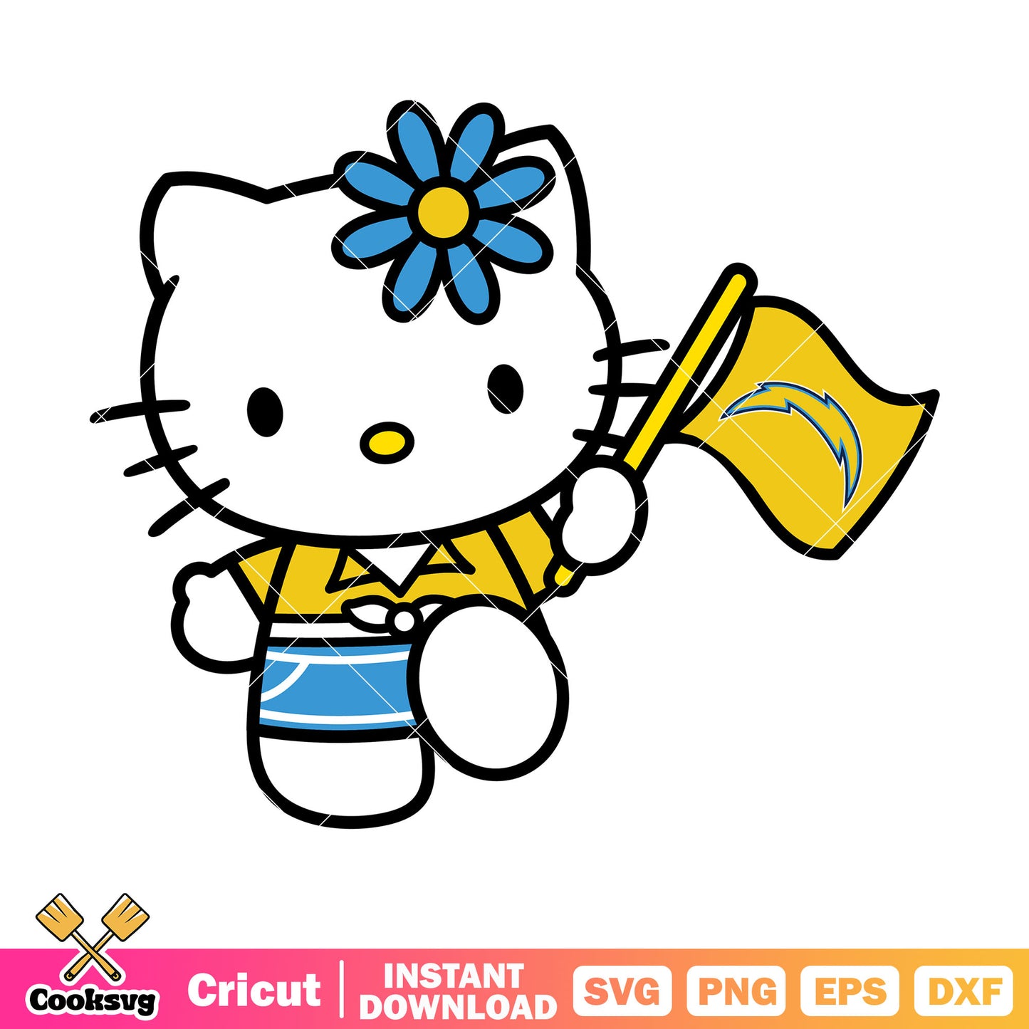 Hello Kitty los angeles chargers flag svg, los angeles chargers​ svg