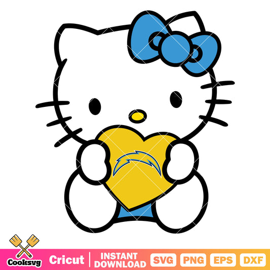 Hello Kitty los angeles chargers heart svg, los angeles chargers logo​ svg