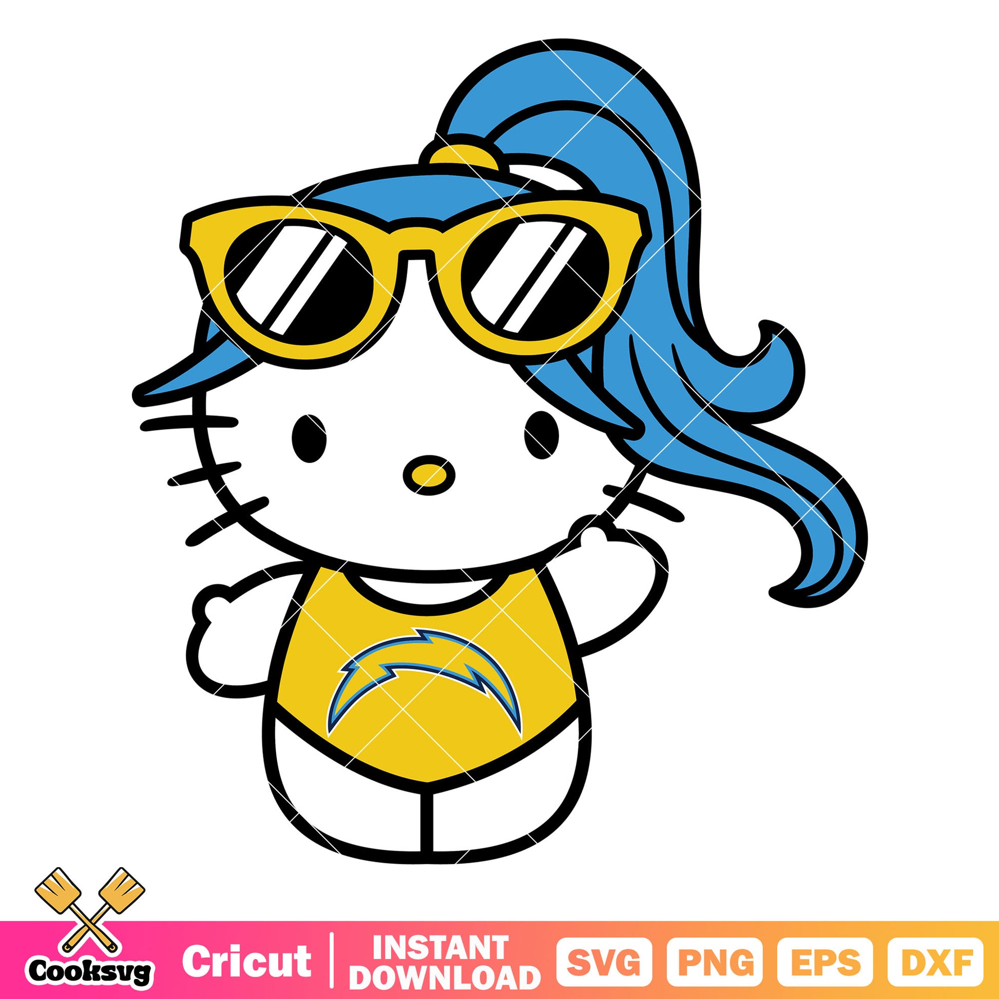 Hello Kitty los angeles chargers swimsuit svg, los angeles chargers​ svg