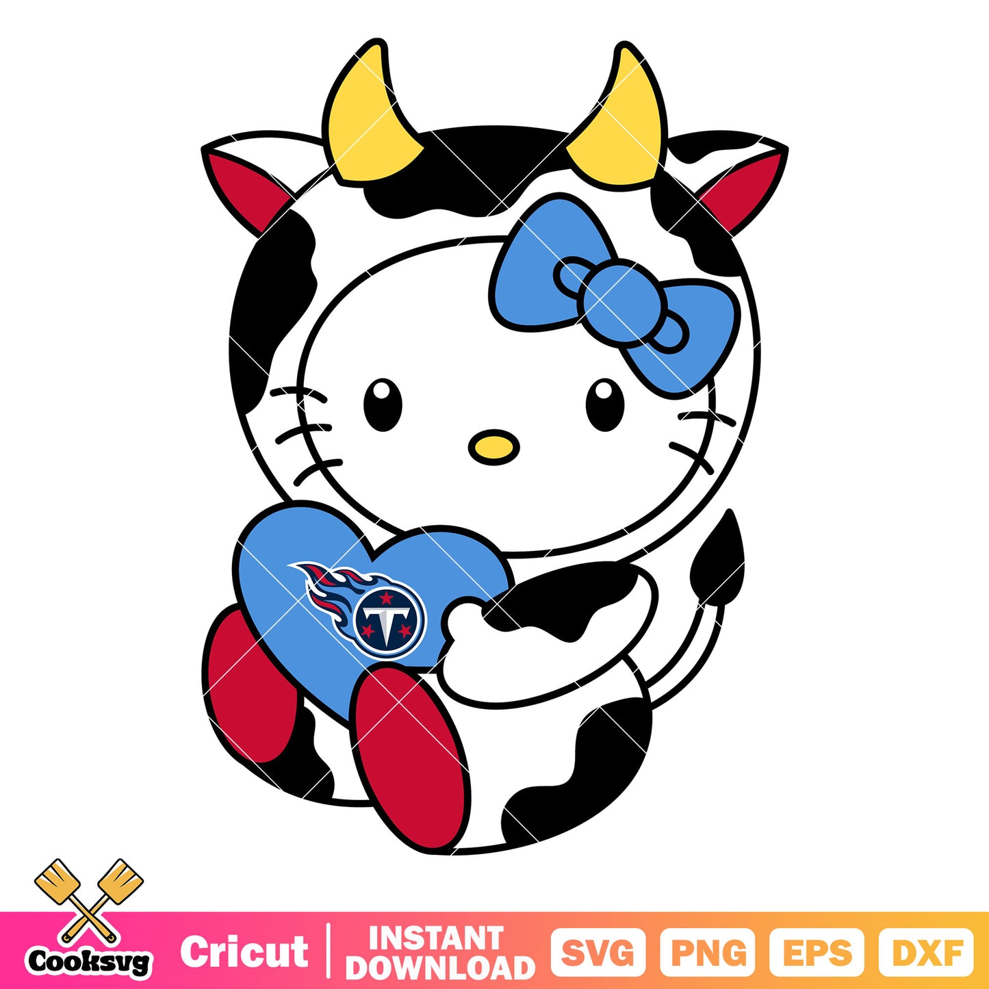 Hello Kitty tennessee titans cow svg, tennessee titans games​ svg