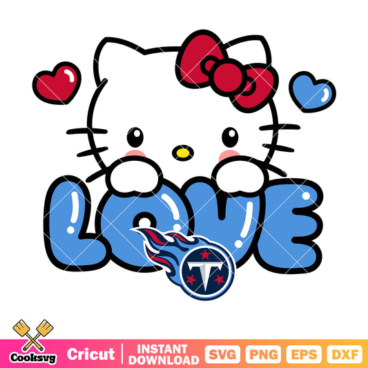 Hello Kitty tennessee titans love svg, tennessee titans games​ svg