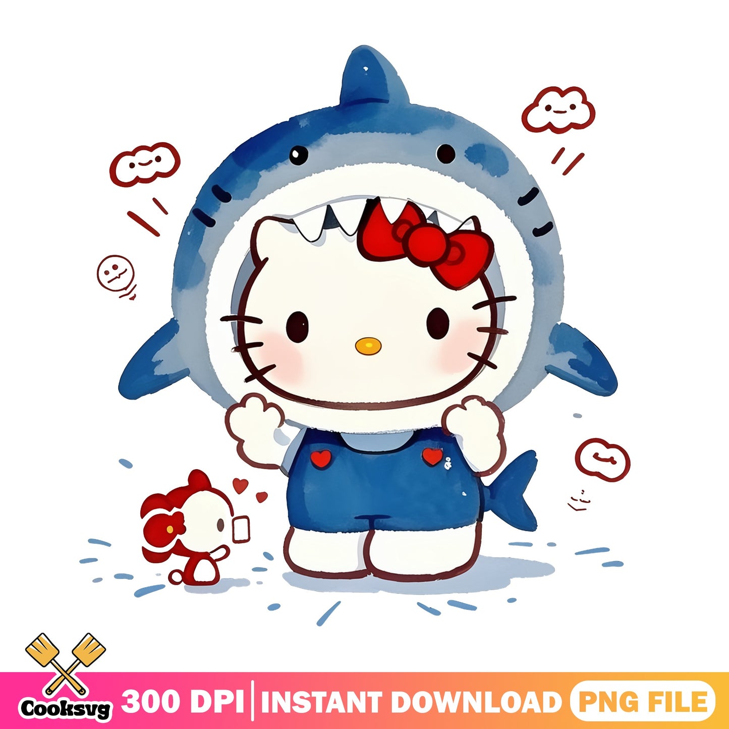 Hello Kitty Shark Costume PNG, Sanrio Clipart PNG, Cute Kitty PNG