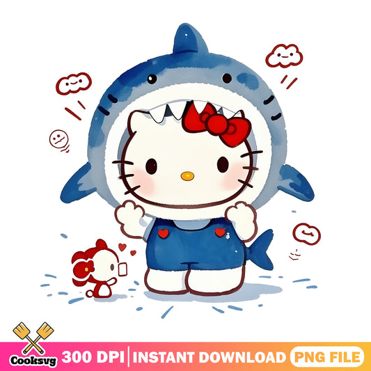 Hello Kitty Shark Costume PNG, Sanrio Clipart PNG, Cute Kitty PNG