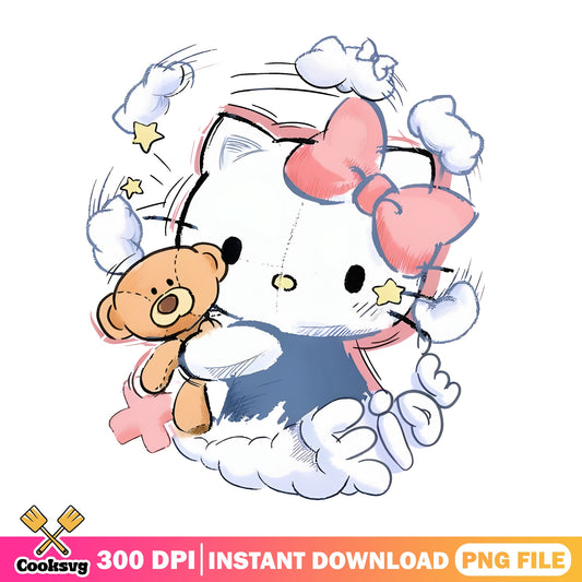 Hello Kitty Teddy Bear Clouds PNG, Sanrio PNG, Cute Kitty PNG