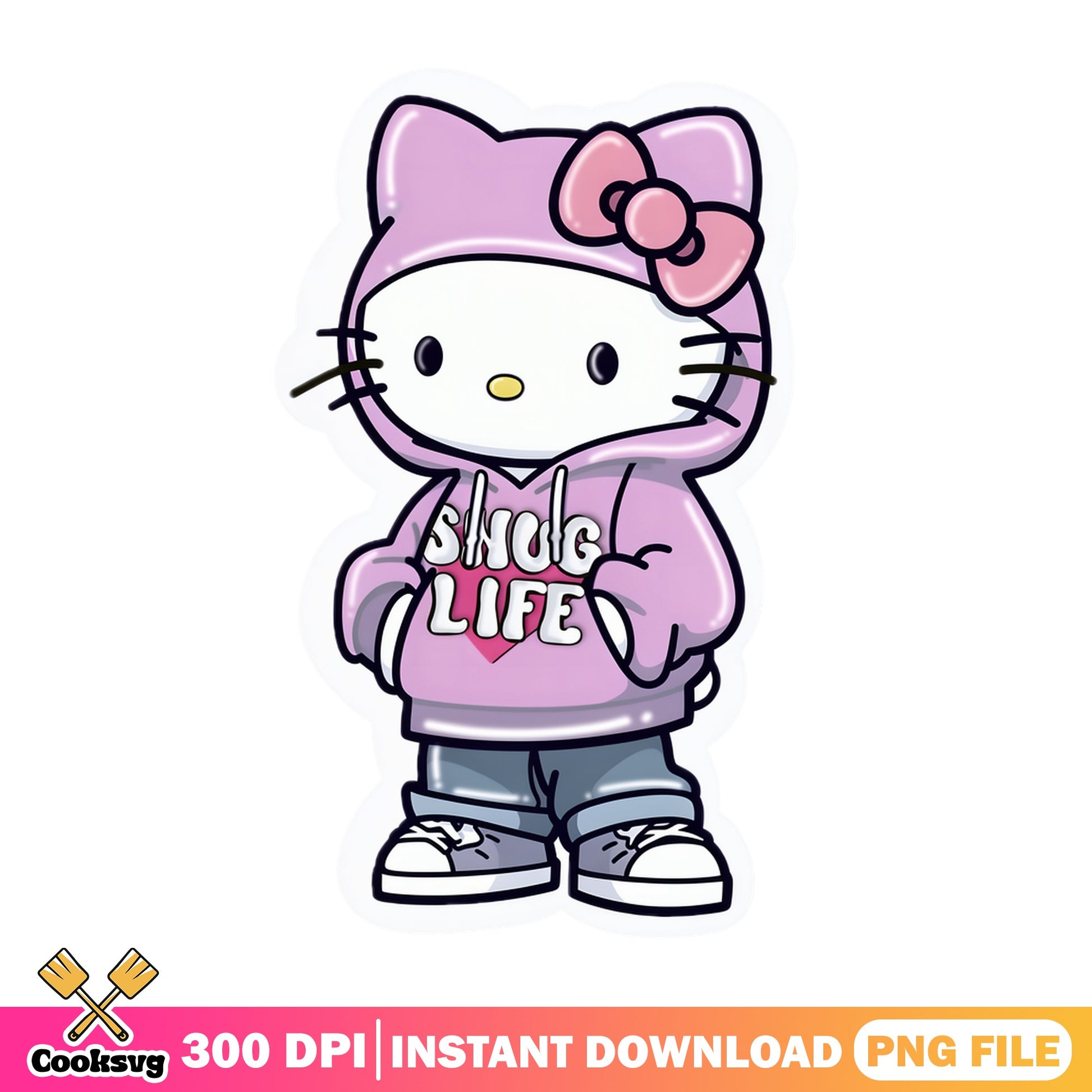 Hello Kitty Thug Life PNG, Sanrio Gangster PNG, Cute Cat PNG