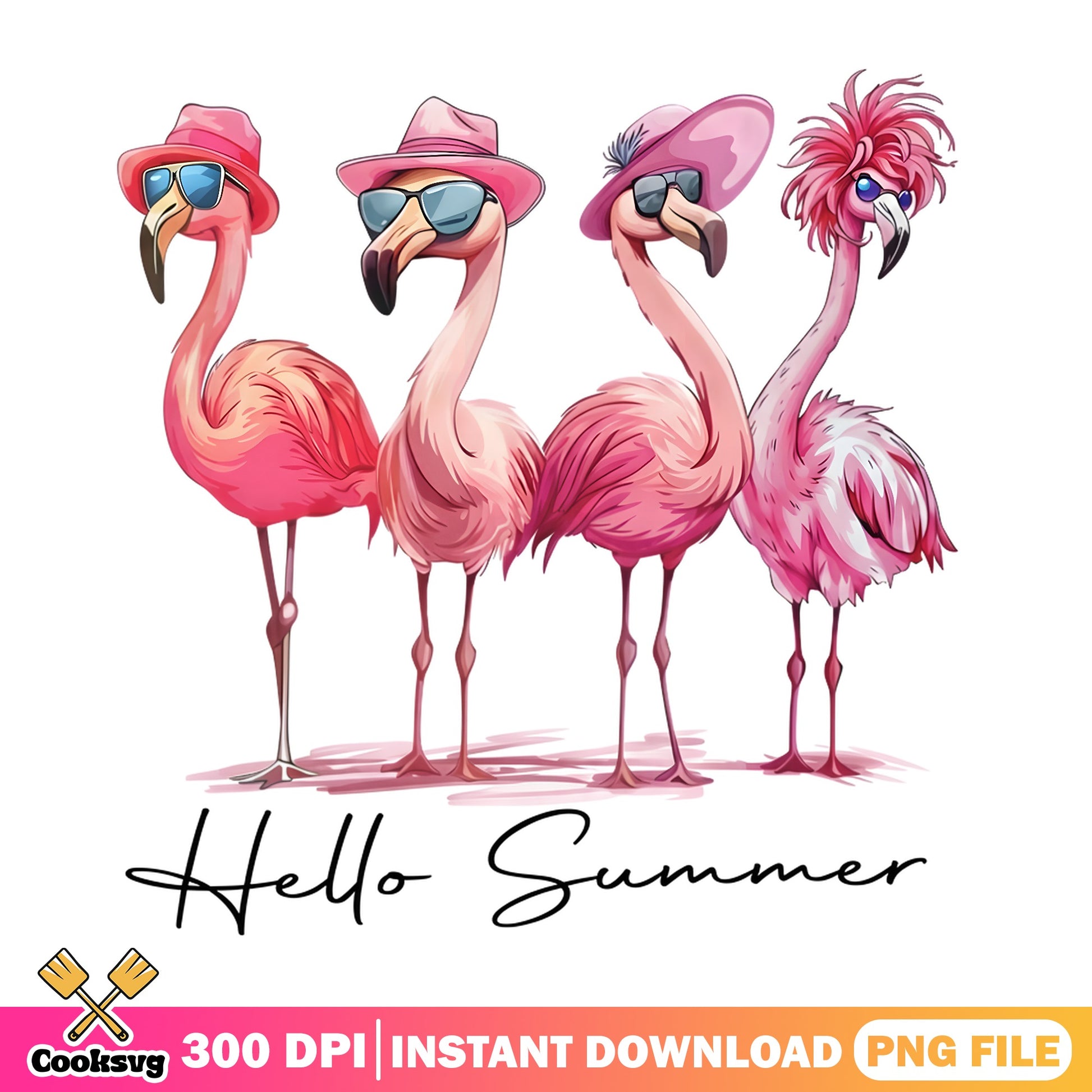 Hello Summer Flamingo PNG, Funny Flamingo, Summer Vibes PNG