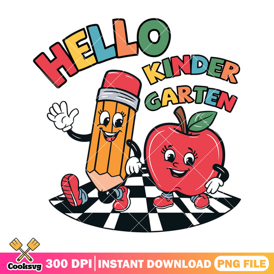 Hello kindergarten file png, apple pencil png, back to school day png