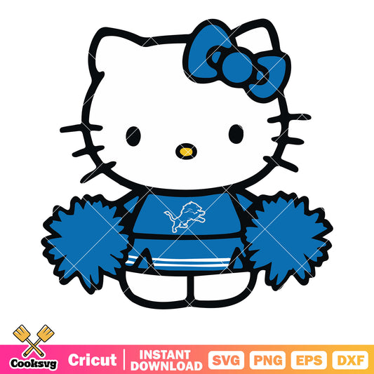 Hello kitty Detroit Lions Cheerleade svg, hello kitty cheerleader​ svg