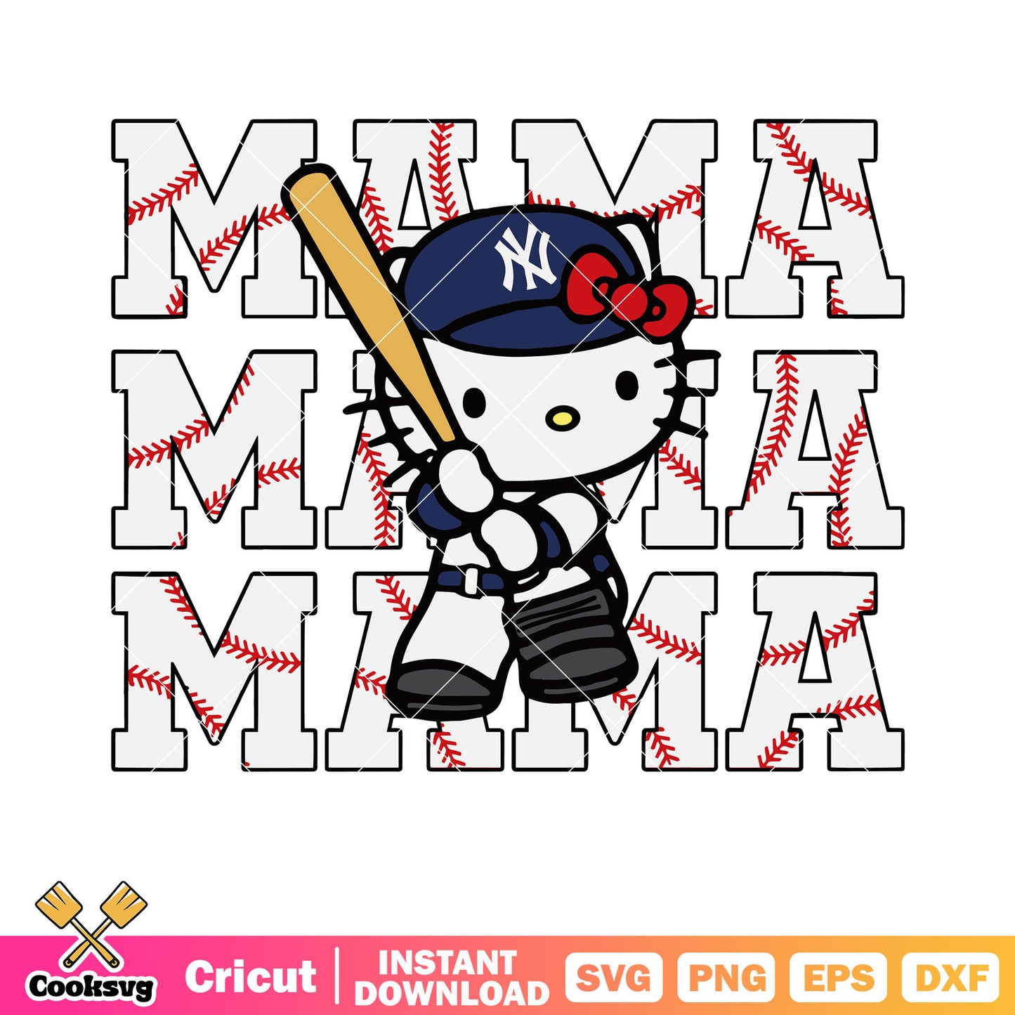 Hello kitty New York Yankees player svg, hello kitty baseball​ svg