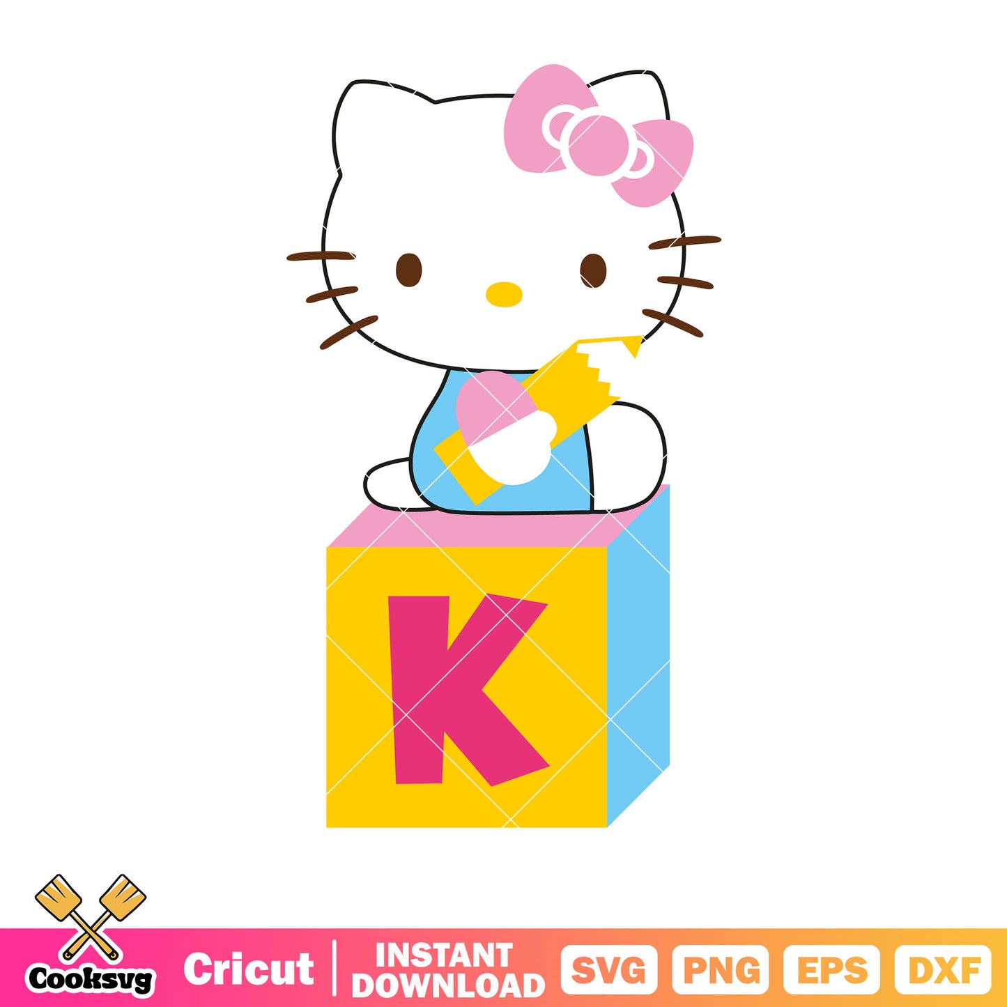 Hello kitty and K alphabet svg, hello kitty cat svg, kitty cat svg