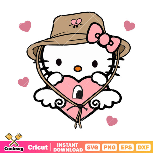 Hello kitty and bad bunny pink valentine svg, hello kitty valentine svg