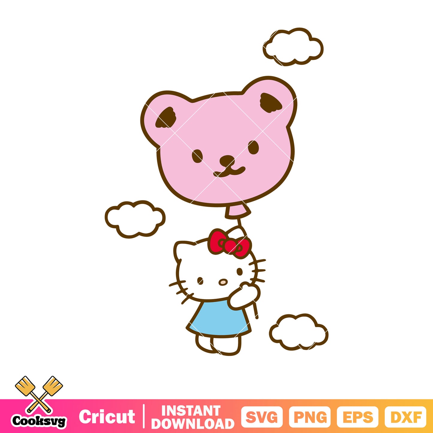 Hello kitty and balloon bear svg, hello kitty balloons​ svg