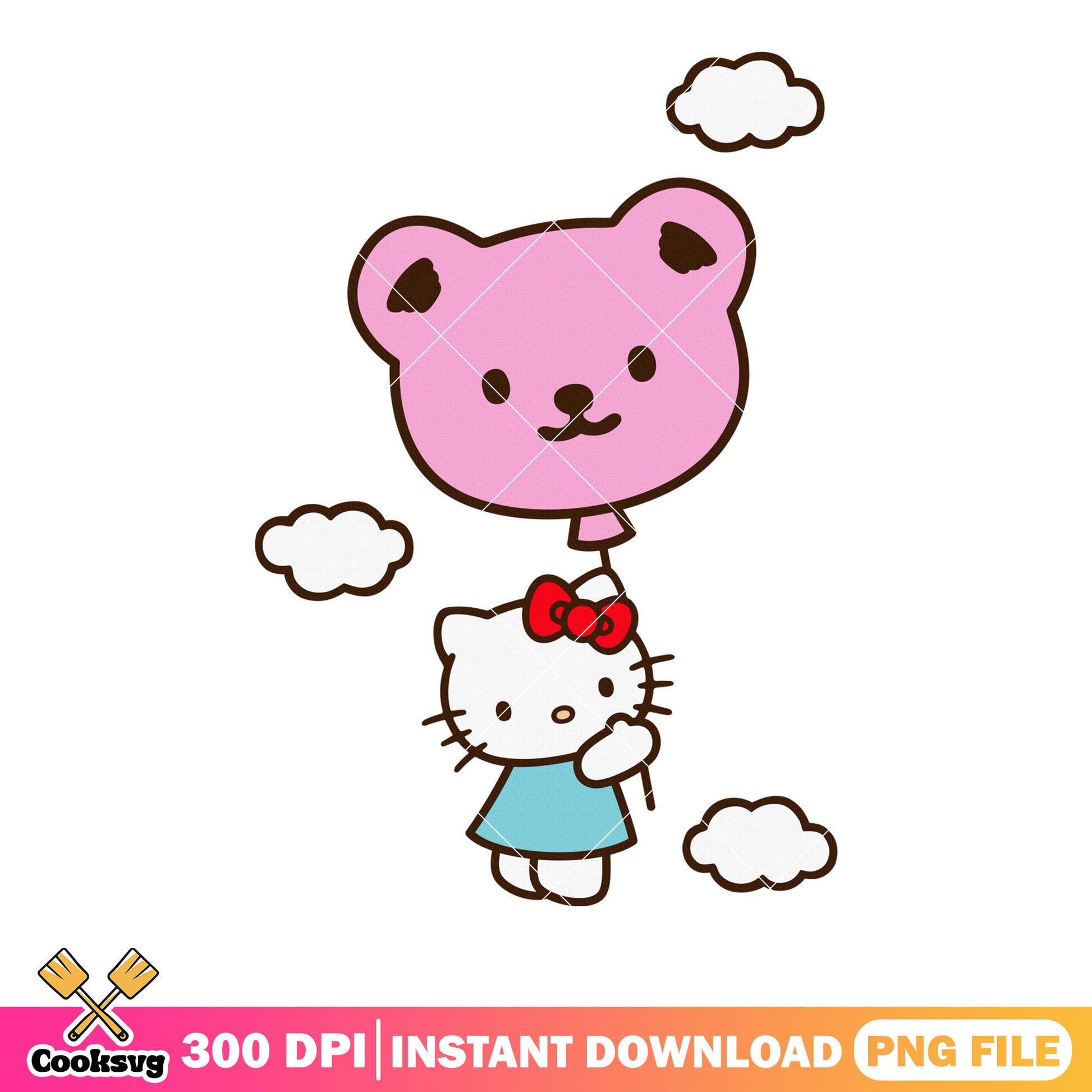 Hello kitty and bear balloon png, cute kitty cat png, hello kitty png