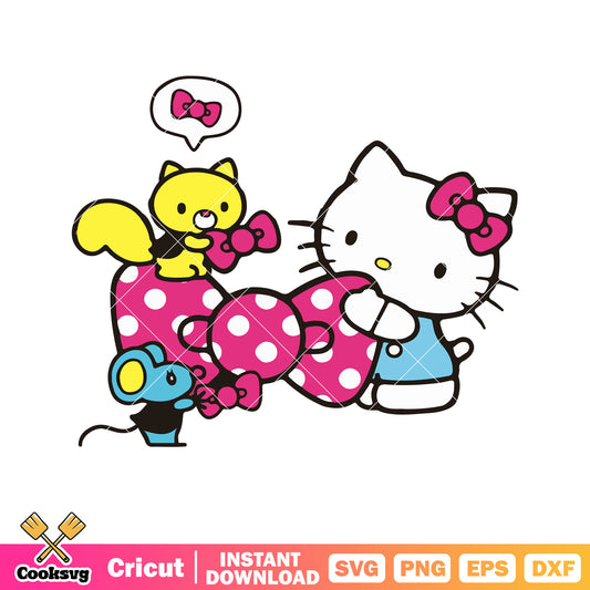 Hello kitty and bow tie cartoon svg, hello kitty cartoon svg