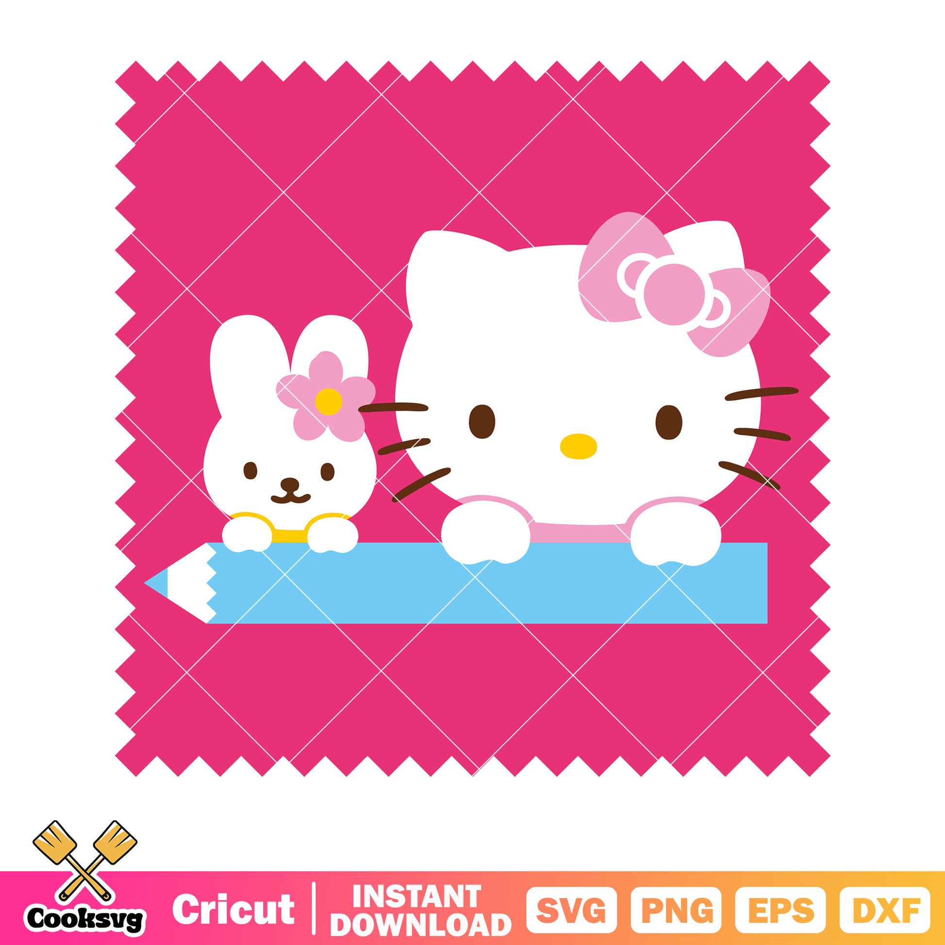 Hello kitty and bunny stamp svg, hello kitty stamps​ svg