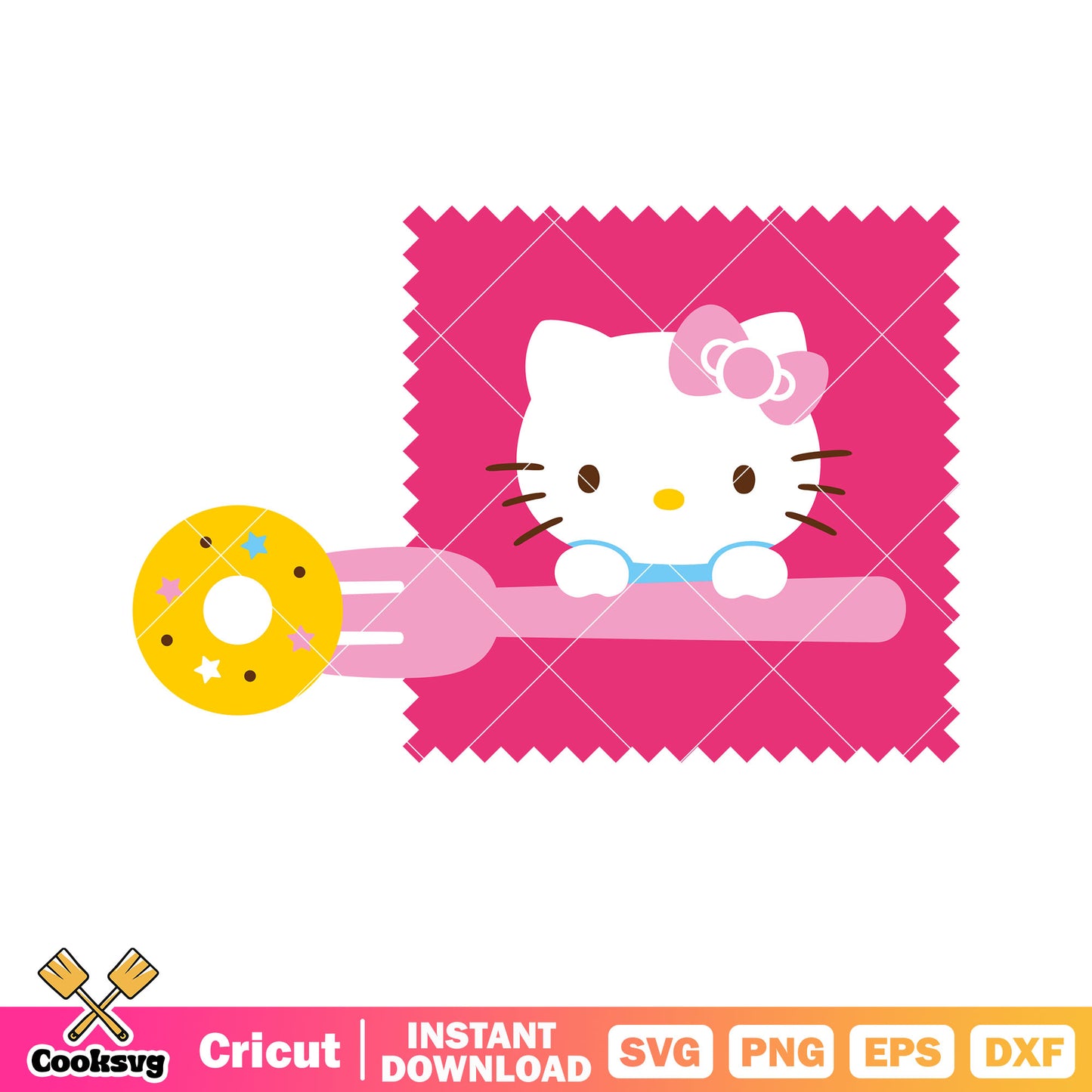 Hello kitty and cake stamp svg, hello kitty stamps​ svg