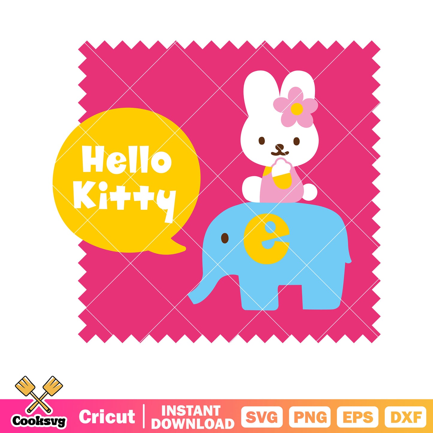 Hello kitty and elephant svg, hello kitty elephant​ svg