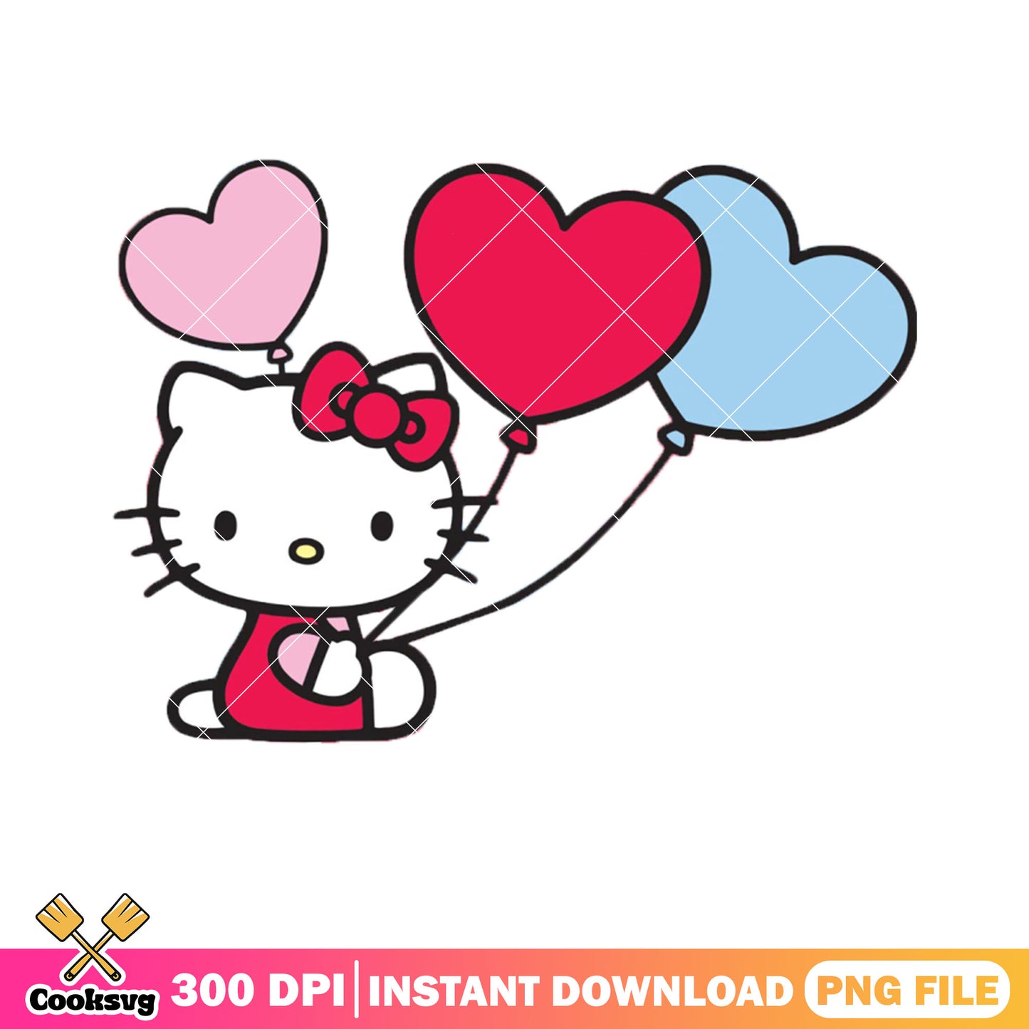 Hello kitty and heart ballons png, hello kitty cat png, hello kitty png