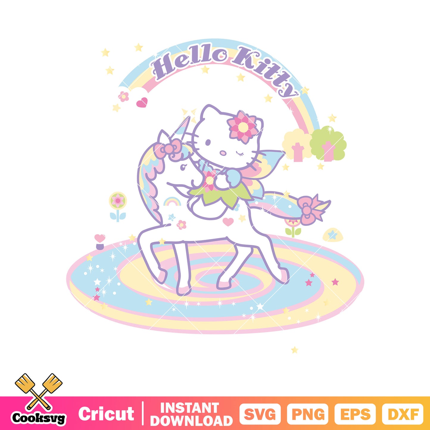 Hello kitty and her unicorn svg, hello kitty unicorn​ svg