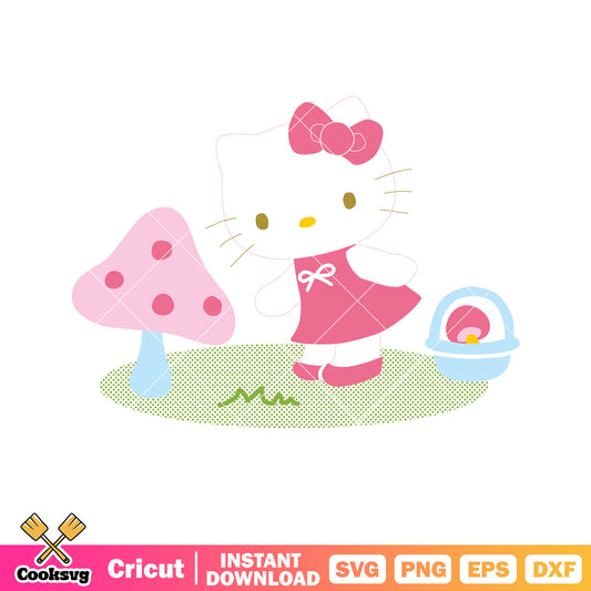 Hello kitty and pink mushroom svg, pink hello kitty svg